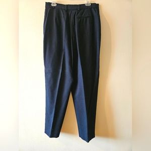 90's Navy Wool High Waisted Trousers by YL with Pleats Size 14